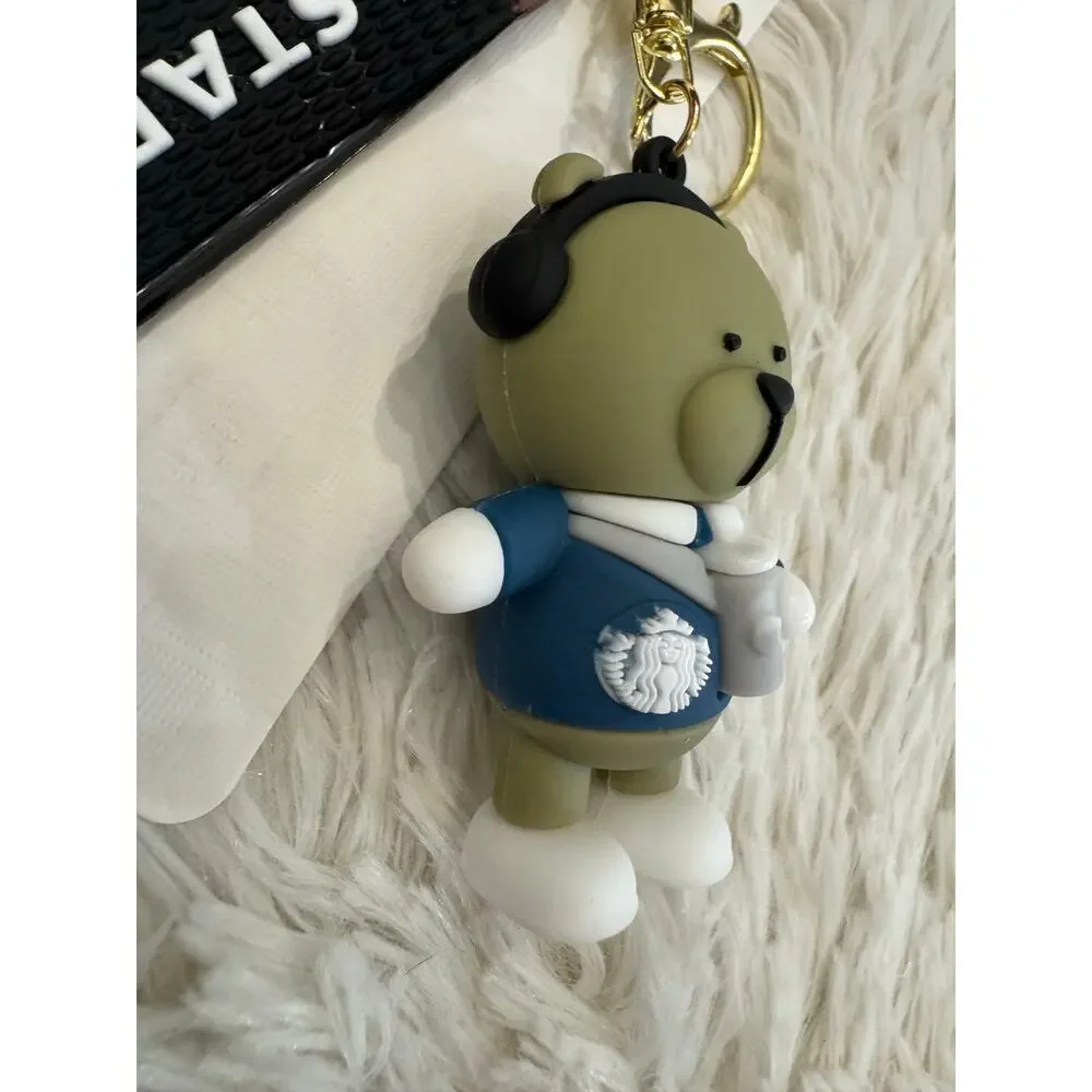 Starbucks Brown bear keychain strap with white & blue Starbucks logo